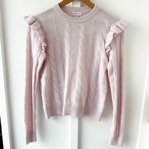 MINNIE ROSE pink cashmere cable knit sweater